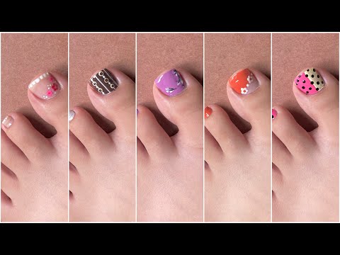 5 Easy toe nail art designs || Nail art for beginners | Best foot nail art 2025