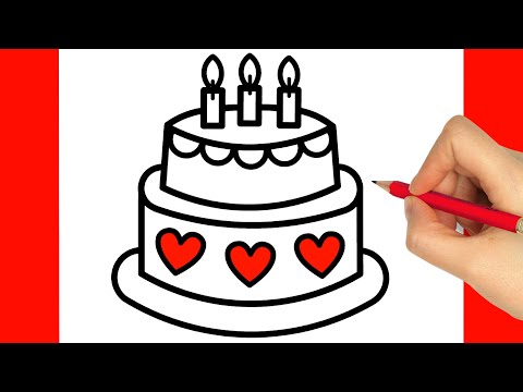 HOW TO DRAW A BIRTHDAY CAKE EASY