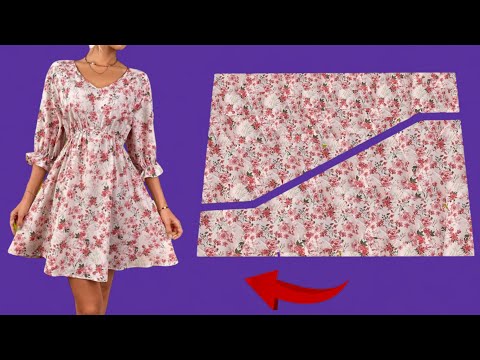 🥀New Very Simple Very Cute So Easy Pattern Dresses Tutorial💃Only 1.4 meter fabric Only 10 Minute Sew