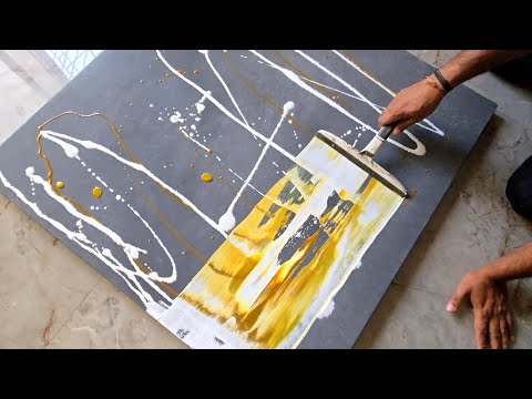 Easy Acrylic Painting Technique / Abstract Background Using Window wiper / Easy