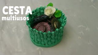 CESTA  multusos con MATERIALES que tienes en CASA