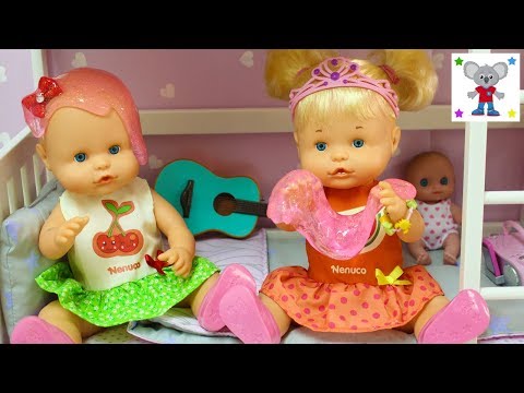 Rutina de Tarde Bebés NAIA y ALICE Juegan con Bebés de Juguete y con Slime