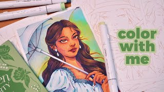 Coloring with Ohuhu Markers | Relaxing Art and Music