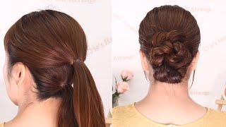 【ロングヘア向け】２つのポニーテールから作る「まとめ髪」