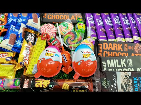 Satisfying video Asmr lollipops candy and chocolate gummy candy unboxing video Asmr..