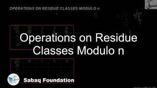 Operations on Residue Classes Modulo n