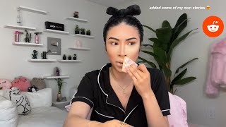 grwm while reading crazy school reddit stories 