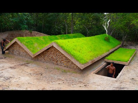 100Days Building Underground House with Gym Room and Decoration Underground Room