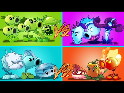 Plants Vs Zombies 2 Equipo Guisante Vs Sombrio Vs Gélidos Vs Fuego