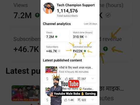 💥 YouTube Earning💸💰👑 YouTube Wale Baba Earning #techchampionsupport #youtube #youtubewalebaba