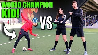 FOOTBALL CHALLENGES VS WORLD CHAMPION KID | MEHDI AMRI