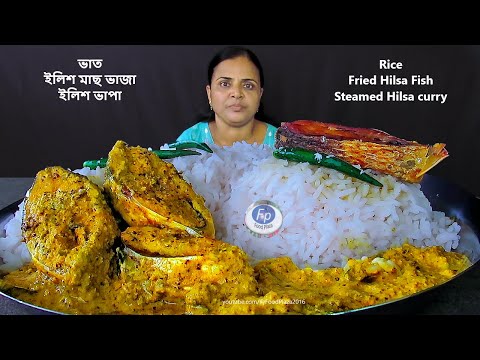 RICE EATING WITH HILSA FISH VAPA GOLDEN GRAVY TASTY LUNCH FOOD | ILISH MACH BHAJA DIYE VAT KHAWA