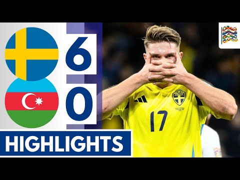 🟡Sweden vs Azerbaijan (6-0) HIGHLIGHTS | Gyökeres 4 GOALS | UEFA NATIONS LEAGUE!