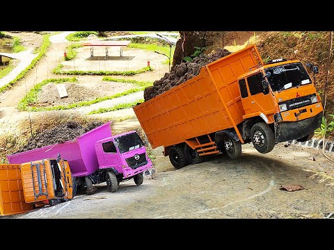 SUPIR PANIK Truk Hino 500 Trinton MUATAN OVERLOAD Dump Truk 220 Ps Truk Tanah Terguling Rc Handmade