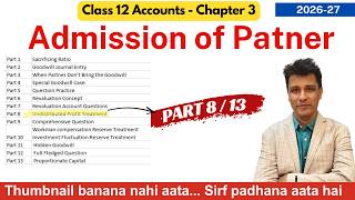 Undistributed Profit | C3-P8-Admission of Partner  | Class 12 Accountancy 2026-27