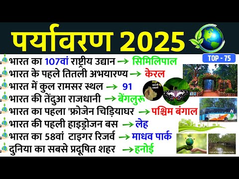 पर्यावरण Current Affairs 2025 | Environment & Ecology  | Environment 2025 | Paryavaran 2025 GK