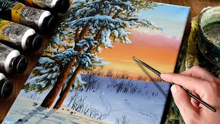 I Painted a Snowy Winter Landscape with Acrylics and You Can Too! - Paint with Ryan
