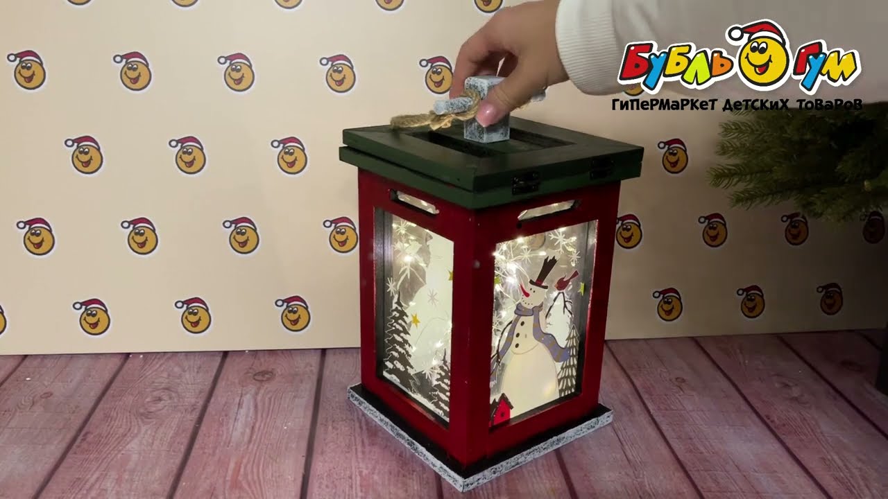 Декор светодиодный Фонарь ретро металлический 27,4см - видео Декор светодиодный Фонарь ретро металлический 27,4см - видео