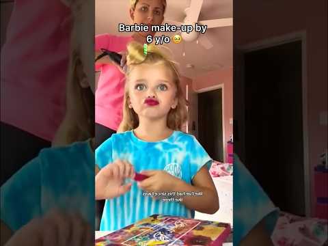 Barbie make-up by 6 y/o 🫶 yes or not? #funny #makeup #makeuptutorial #girls #lol