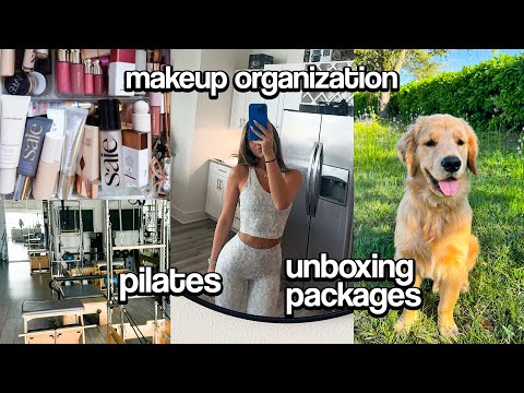 VLOGGING MY DAYS!!! pilates, unboxing PR packages, organizing makeup desk