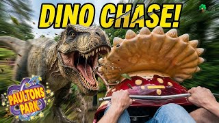 Paultons Park Let's Ride Dino Chase! Front Row On Ride POV 