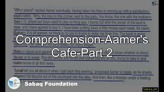 Aamer's Cafe-Comprehension-Part 2