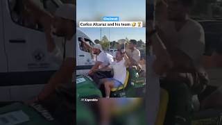 Carlos Alcaraz and his team celebrating the title at the Cincinnati Open 🤣 #tennis