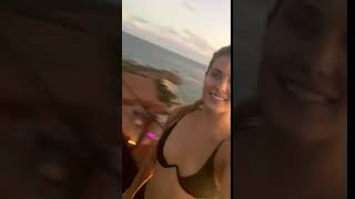 Eugenie Bouchard poses in a bikini