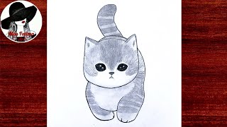 How To Draw A Cute Cat Step By Step | Easy Cat Drawing 