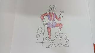 How to color a picture of a prince standing on a rock