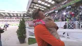 Jeroen Dubbeldam with daughter celebrating the World Champion title