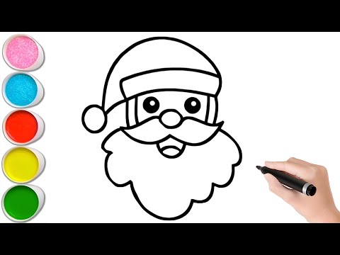 Çocuklar İçin Kolay Noel Baba Resmi Çizimi ve Boyama Videosu, Sevimli Resim Çizim Ve Boyama Videosu