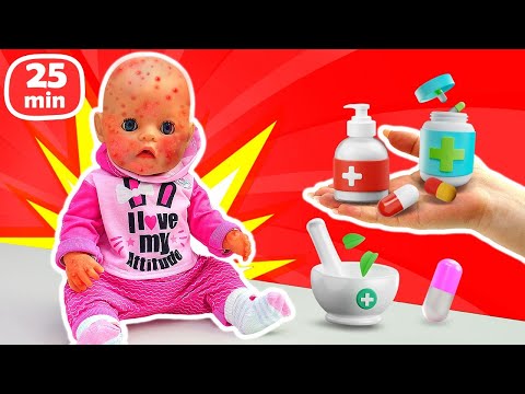 Jeux de docteur avec la poupée Baby Born 👶 Le bébé est tout en boutons !