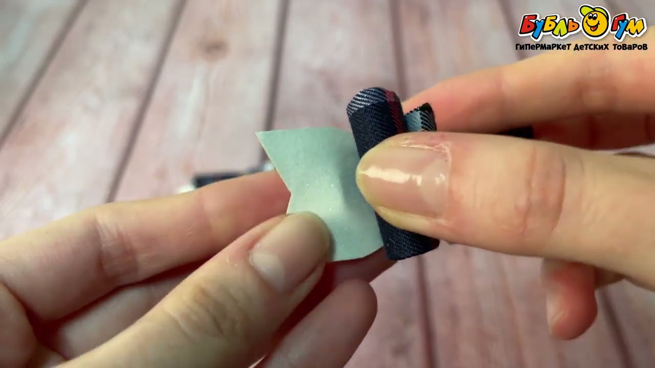 Бант-заколка школьный Бабочка в клетку синий 2шт - видео