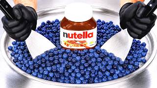 ASMR | Ice Cream Rolls - Nutella & Blueberry Flavor