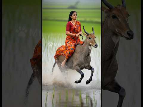 Yakshini rides a Nilgai #ai #wildliferescue #an