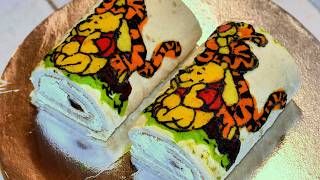 I Baked a Winnie the Pooh Design Into This Sponge Cake! 🍯 (Step-by-Step Swiss roll recipe)