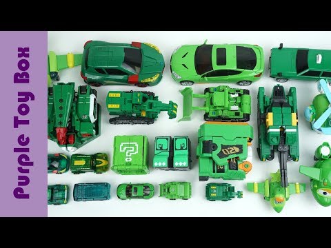 23x Green Transformer Robot Toys Collection, Animal And Car Transformers