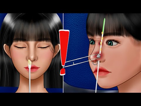 ASMR Satisfying Piercing Cleaning & Big Snot Removal Animation‼️ Removing Pus from Piercing, Makeup