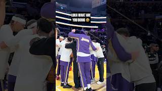 Luka during the pregame huddle 😂 #lakers