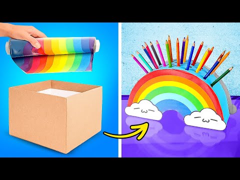 RAINBOW-THEMED SCHOOL SUPPLIES 🌈🏫 EASY CRAFTS & HACKS