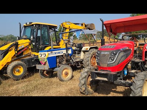 JCB 3DX Backhoe Machine Loading Pond Mud In Mahindra And Swaraj Tractor Trolley | Jcb Dozer Cartoon