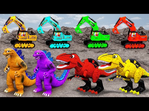 T Rex Dinosaurs find and assemble long necked dinosaur's tail | Animal for kids