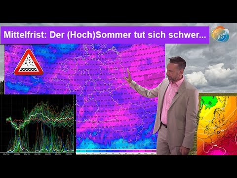 Mittelfrist: Der (Hoch)Sommer tut sich schwer: Statt Hitze & Dürre eher viel Regen & "Normalität".