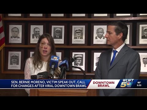 YouTube video thumbnail: Ohio Sen. Moreno Holds News Conference With Victim After Cincinnati Brawl