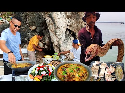 Belut Laut Raksasa Diolah menjadi makanan Laut Yang Istimewa | Cooking & BBQ