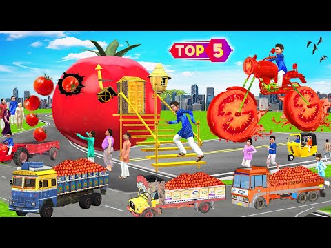 Magical Giant Tomato House Motorbike Tomato Truck New Top Collection Hindi Kahaniya Moral Stories