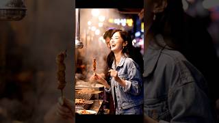 무슨 말을 들었길래 빵터졌나 #mukbang #먹방 #streetfood #koreastreetfood #chickenskewers