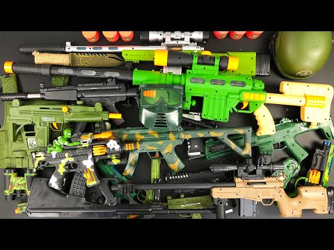 Open the Box of Toy Sniper Guns & Army Rifles! AUG, M4A1, Shotguns, Grenades, Tactical Gear