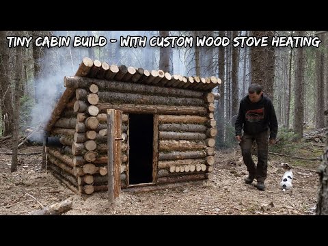 I Built a Secret Tiny Cabin that has Wood Stove Heating